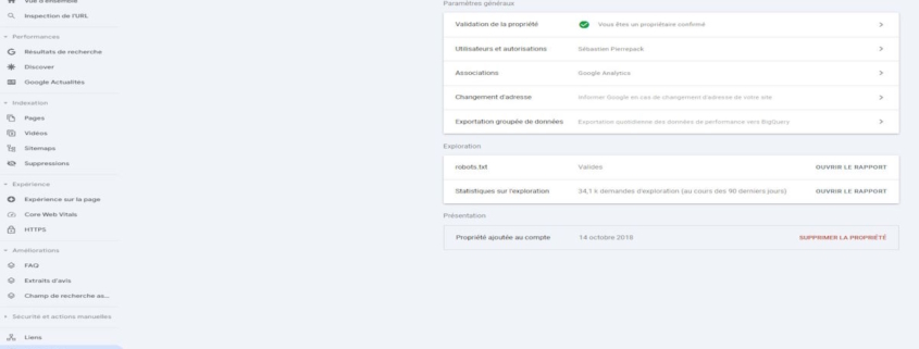 Voyons la section Exploration de la Google Search Console